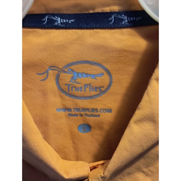 True Flies Mens Large Fishing Bokeelia Shirt Seersucker Orange - Picture 4 of 8